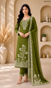 Women's Embroidered Straight Kurta Set with Pant & Dupatta – 3 Piece Festive Suit