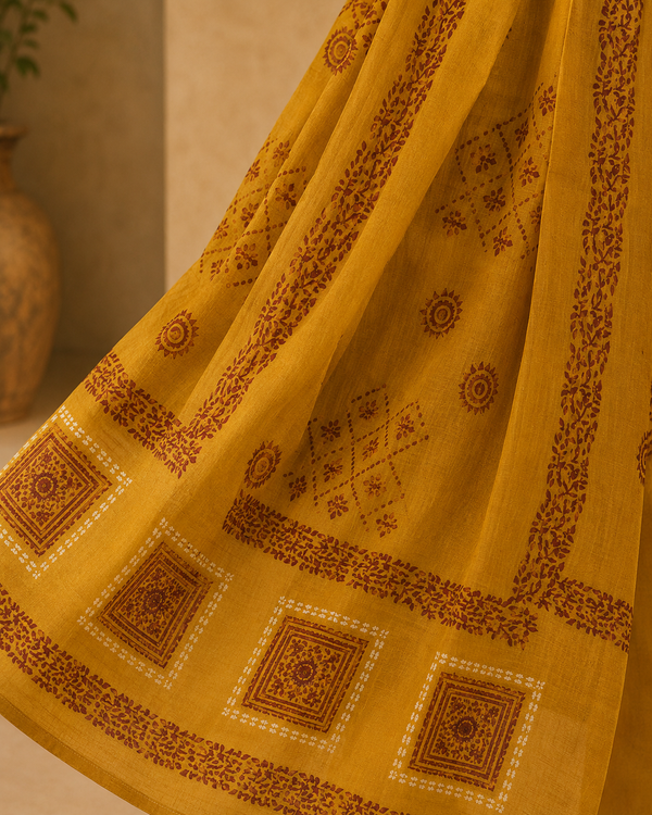 Dhabu Cotton Suit Set with Dupatta