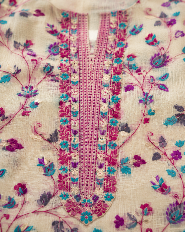 Ivory Jamdani Mul Cotton Unstitched Suit