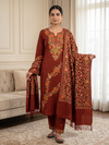 Rani Pink Kashmiri Embroidered Woolen Suit with Shawl – Winter 3-Piece – 4 Colors