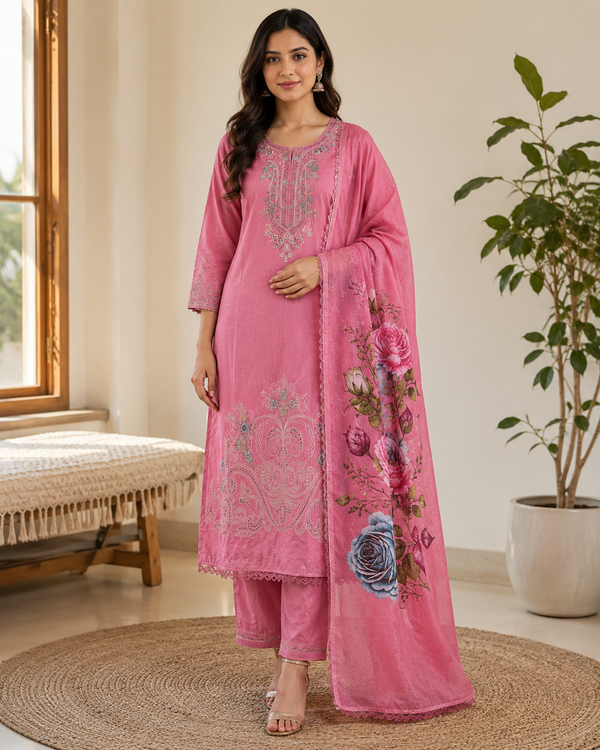 Mal Chanderi Unstitched 3-Piece Suit
