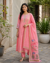 Jaamdani Unstitched Suit with Flamingo Dupatta