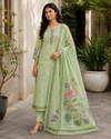 Jaamdani Unstitched Suit with Flamingo Dupatta