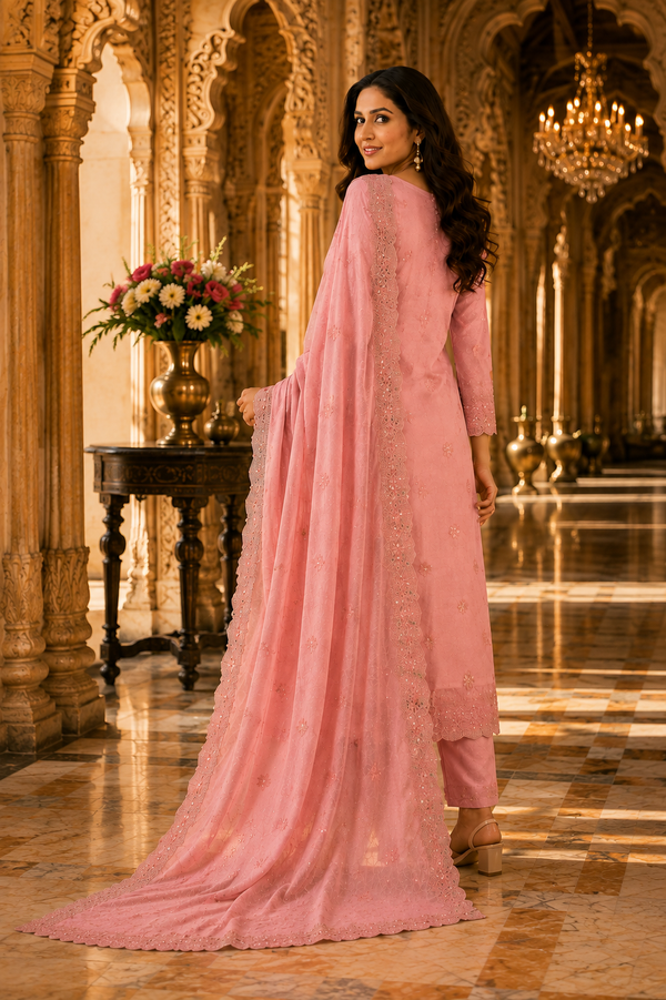 Jaamdani Unstitched Suit with Matching Dupatta