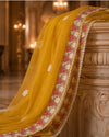 Mal Chandari Unstitched Suit with Organza Dupatta