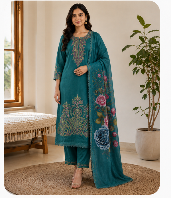 Mal Chanderi Unstitched 3-Piece Suit