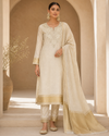 White Jamdani Suit for Women with Printed Dupatta | Premium Designer Suit Set