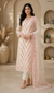 Georgette Party Wear Suit Set – Peach Chevron Embroidered Kurta with Dupatta (MNT102)