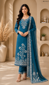 Women's Embroidered Straight Kurta Set with Pant & Dupatta – 3 Piece Festive Suit