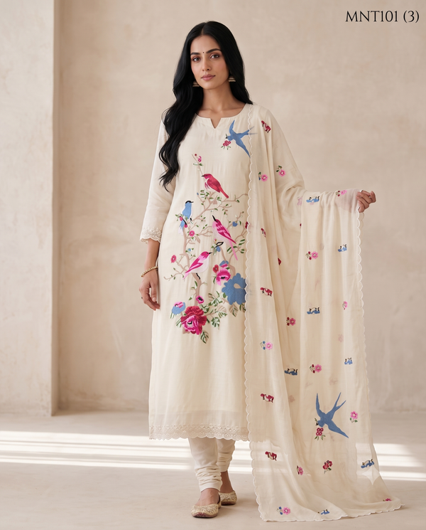 Elegant Cotton Kurta Pant Dupatta Set | Party & Casual Wear