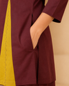 Readymade Maroon & Mustard Cotton Co-Ord Set for Women with Pocket Palazzo | Premium Designer Wear