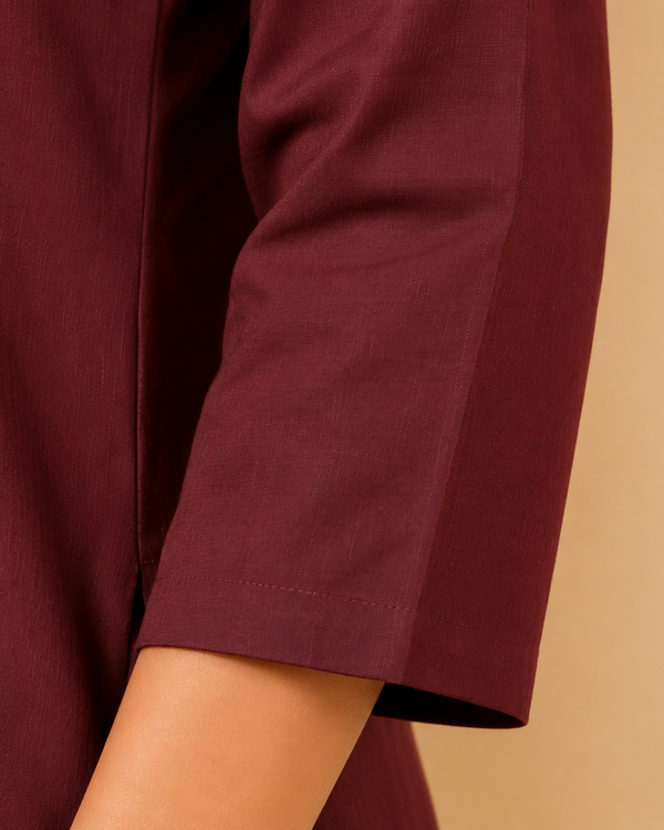 Readymade Maroon & Mustard Cotton Co-Ord Set for Women with Pocket Palazzo | Premium Designer Wear