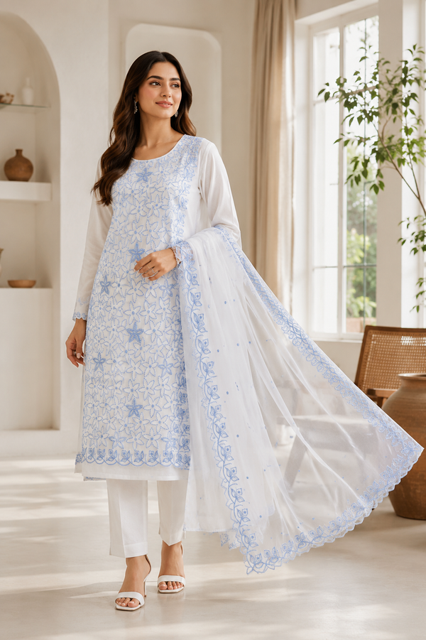 Mul Chandari Unstitched Suit with Dupatta