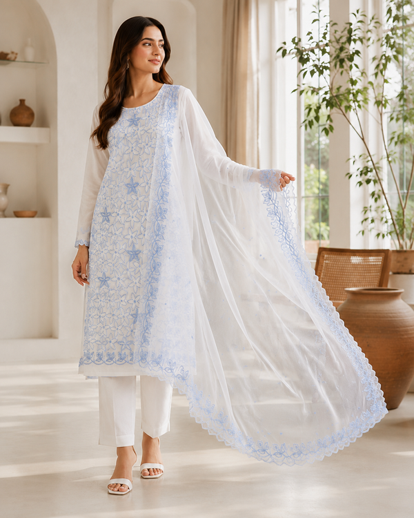Mul Chandari Unstitched Suit with Dupatta