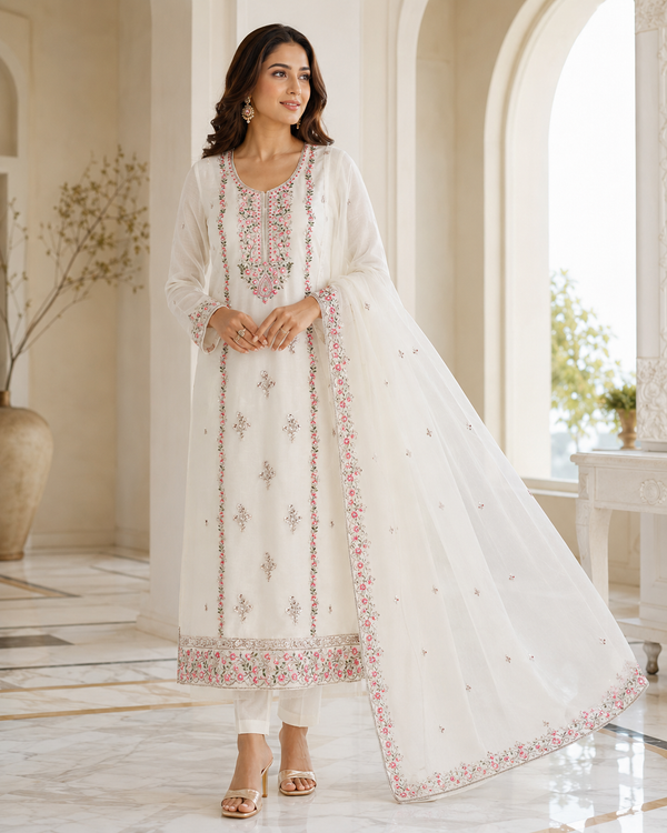 Crunchy Fabric Unstitched Suit with Dupatta