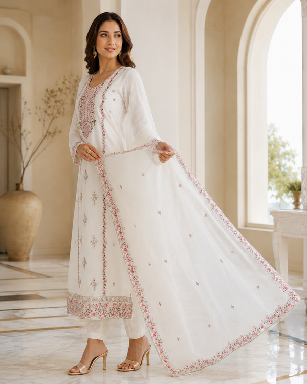 Crunchy Fabric Unstitched Suit with Dupatta