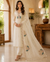 Ivory Crunchy Silk Unstitched Suit with Peacock Dupatta