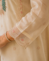 Ivory Crunchy Silk Unstitched Suit with Peacock Dupatta
