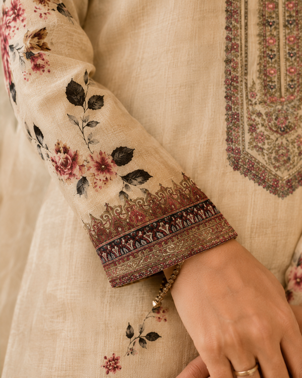 Assam Silk Unstitched Suit with Printed Dupatta