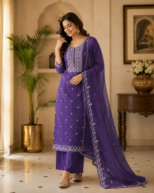 Roman Silk Unstitched Suit with Designer Dupatta