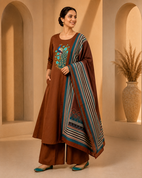 Dhabu Cotton A-Line Suit Set