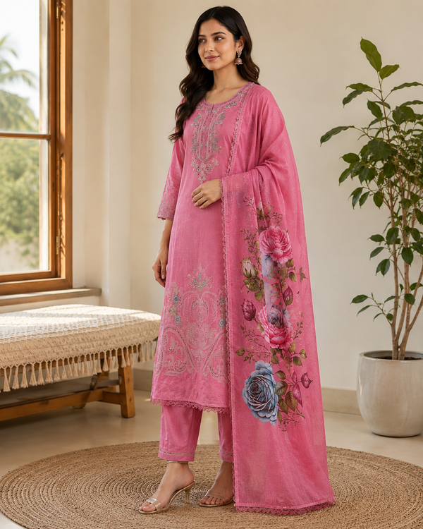 Mal Chanderi Unstitched 3-Piece Suit