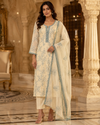Mal Chanderi Unstitched Suit with Organza Dupatta