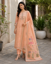 Jaamdani Unstitched Suit with Flamingo Dupatta