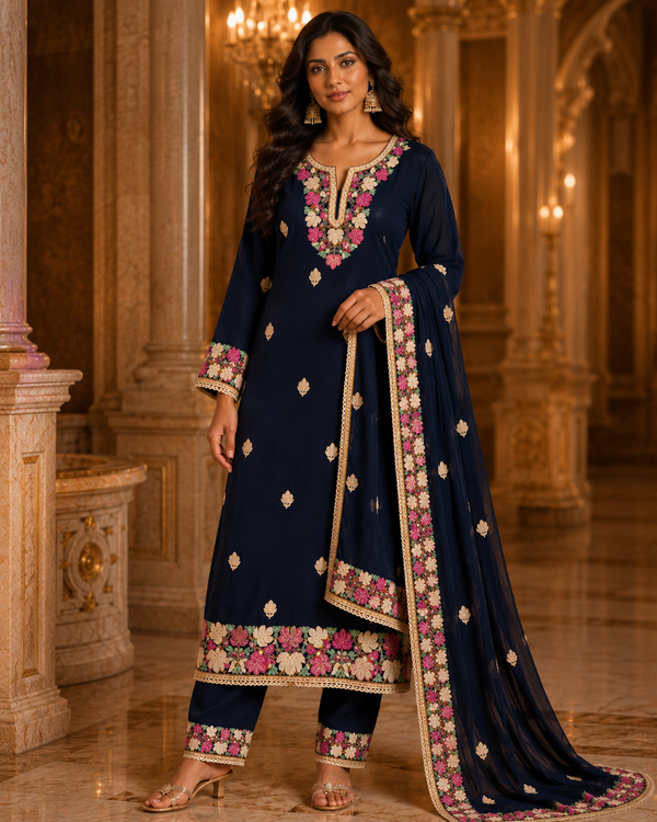 Mal Chandari Unstitched Suit with Organza Dupatta