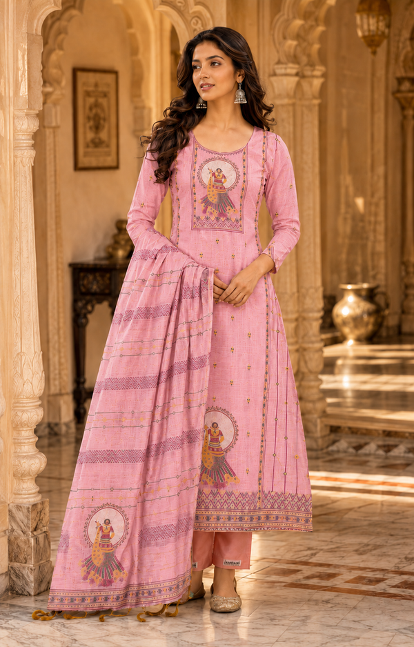 Jaamdani Unstitched Suit with Dupatta