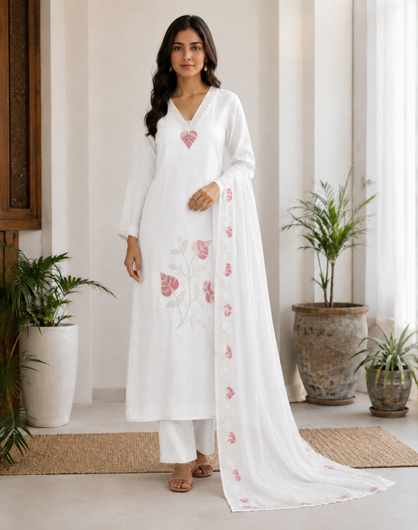Mal Chanderi Unstitched Suit Set