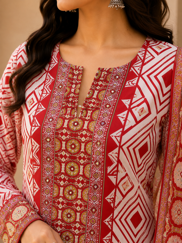 Women's Unstitched Gajji Silk Suit Set with Rayon Bottom & Dupatta – 3 Piece Ethnic Wear