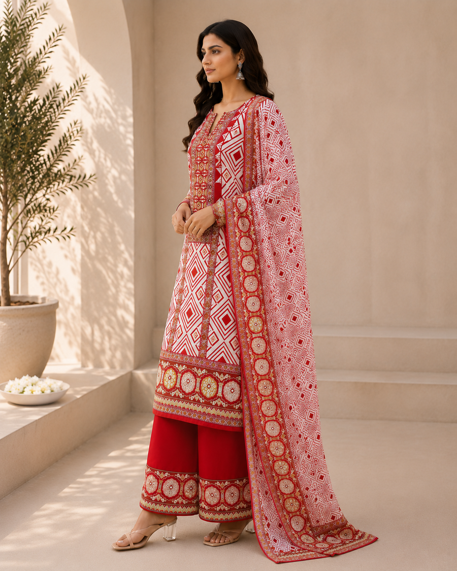 Women's Unstitched Gajji Silk Suit Set with Rayon Bottom & Dupatta – 3 Piece Ethnic Wear