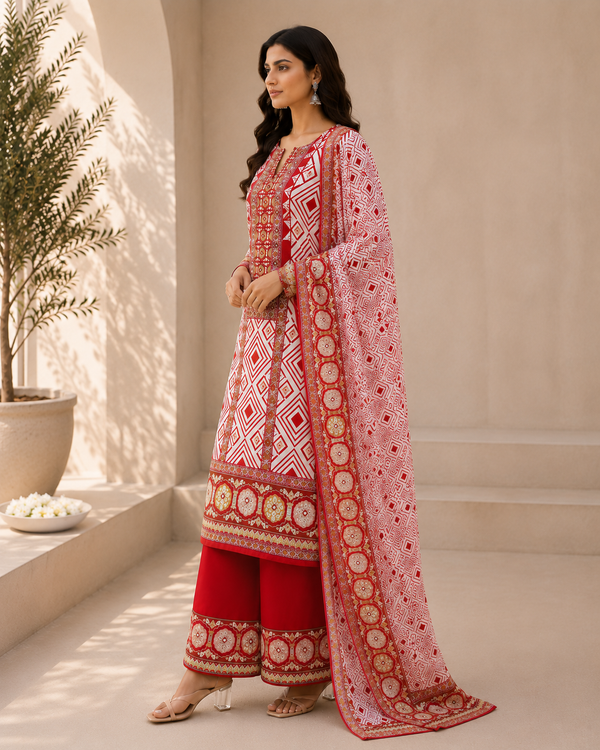 Women's Unstitched Gajji Silk Suit Set with Rayon Bottom & Dupatta – 3 Piece Ethnic Wear