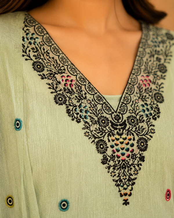 Jamdani Unstitched Cotton Suit with Printed Dupatta