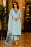 Jamdani Unstitched Cotton Suit with Printed Dupatta