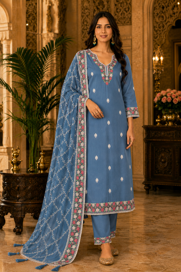 Roman Unstitched Suit with Designer Dupatta