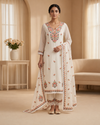 Cream Common Jorjet Top Dupatta